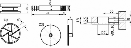 Эксцентриковая стяжка усиленная 35мм +шток 55мм (белая заглушка в комплекте) (уп/4компл) AKS_2