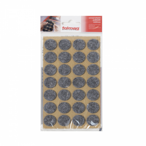 Подкладка самоприлипающая фетровая d20мм (1лист=28шт) серая Folmag_1