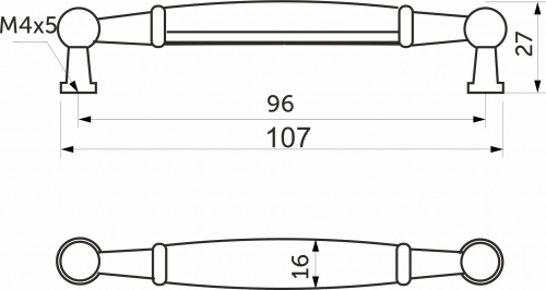 Ручка меб. скоба мет. UP21 с керам. вставкой (крем) 96 старое золото/золотой узор AKS тип 2_2