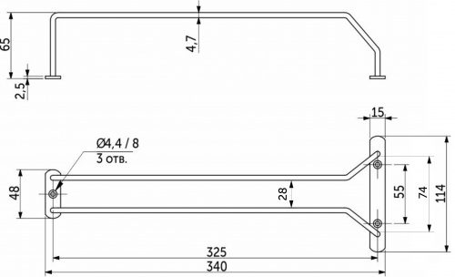 Держатель подвесной для бокалов однорядный 340*65*114, хром AKS_2