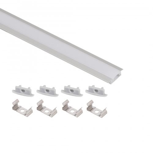 Профиль алюминиевый врезной LIRA-1707 с экраном, цвет алюминий, 2м, AKS (в комплекте 4 заглушки и 4 крепления)_3