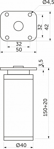Опора меб. алюм. DAP-77 h150 с регул. черный матовый AKS_2