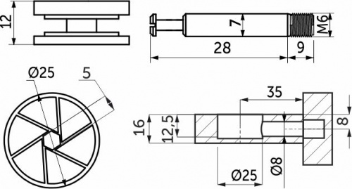 Эксцентриковая стяжка усиленная 25мм +шток 35мм (белая заглушка в комплекте) (уп/100компл) AKS_2