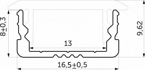 Профиль алюминиевый врезной LIRA-1708 с экраном, цвет алюминий, 2м, AKS_2