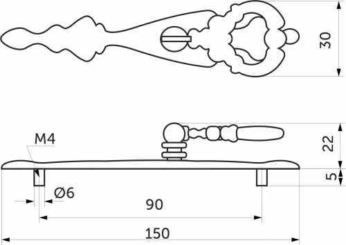Ручка меб. кнопка мет. FLORENTINO-ключ белое серебро, AKS_2