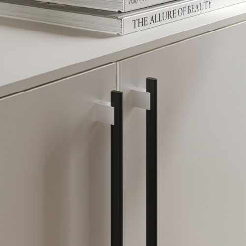 Ручка меб. скоба алюм. MOONLIGHT 128/150 черный матовый+матовый хром, AKS_6