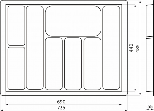 Лоток для столовых приборов 800 PIXEL 735*485, белый AKS_3