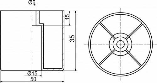 Опора меб. пласт. d50 h35 чёрный РП_2