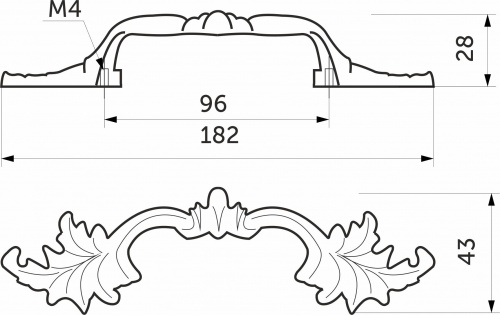 Ручка меб. скоба мет. FLORENTINO 96 белое серебро, AKS_2