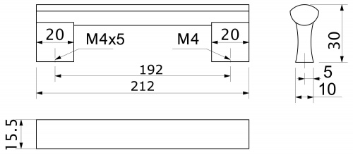 Ручка меб. скоба алюм. WPY 311 192 алюминий AKS_2
