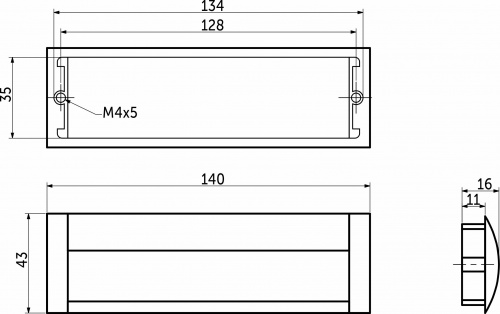 Ручка меб. врезная алюм. WPY 326 128 черный матовый AKS_2