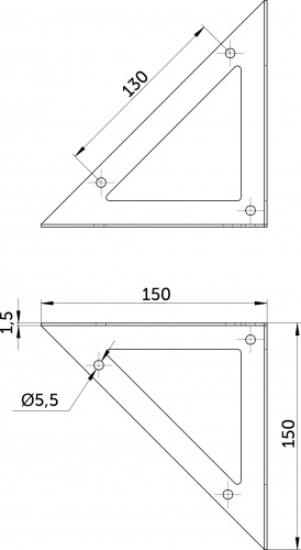 Полкодержатель мет. RISE 150*150*150*1.5 черный AKS_2