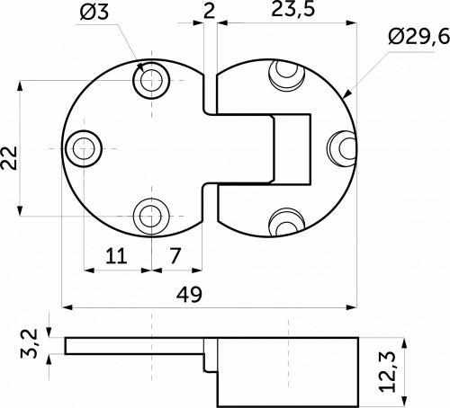 Петля секретерная металл/металл d30мм никель AKS_2