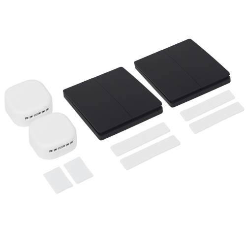 Выключатель кинетический, с реле, проходной, 2 клавиши, черный, AKS_3