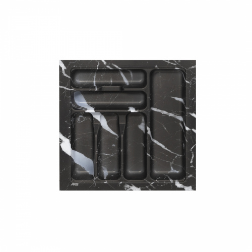 Лоток для столовых приборов 500 MARBLE 435*430, черно-серый мрамор AKS_1