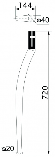 Опора меб. гнутая d40 h- 720 без гайки хром AKS_2