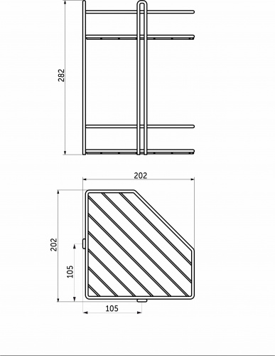 Полка подвесная угловая 2-ярусная 202*202*282, черный РФ_2