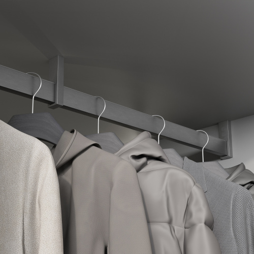 Штанга гардеробная прямоуг. FAME L-1000 с демпфером, графит браш AKS_3