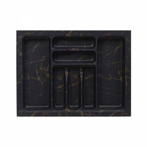 Лоток для столовых приборов 700 MARBLE 635*485, черно-золотой мрамор AKS_1