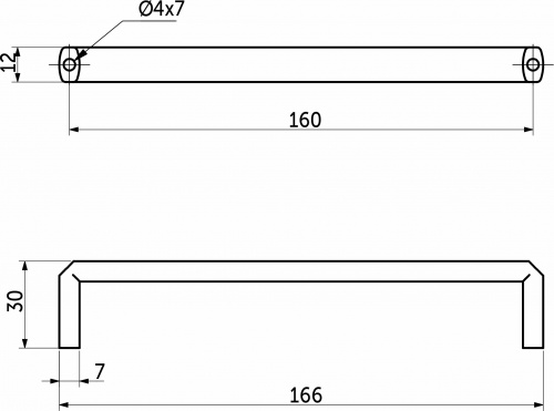 Ручка меб. скоба мет. WINDSOR 160 матовый хром, AKS_2