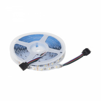 Лента светодиодная RGBW - 10W/m, 12V, 12мм, 5050, 60 д/м, IP20, цветная + холодный белый - 5м, AKS фотография