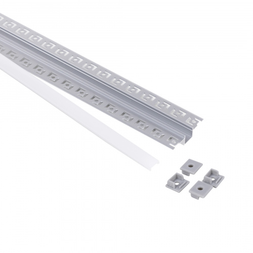 Профиль алюминиевый врезной в гипсокартон RIGEL-1513C, с экраном, цвет алюминий, 2м, AKS (в комплекте 4 заглушки)_3