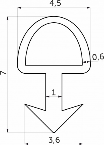 Уплотнитель для ручки-профиль в верхнюю базу, (4 пог. м = 1 упак) AKS_2