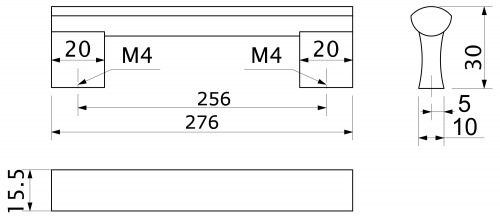 Ручка меб. скоба алюм. WPY 311 256 алюминий AKS_2