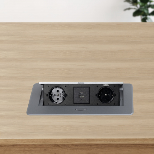 Выдвижной удлинитель Nova USB, 2 розетки, USB A + USB C, алюминий, AKS_5