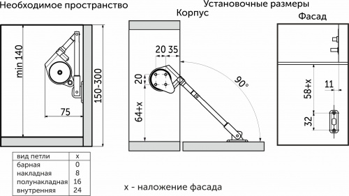 Подъемный механизм барный нижний AKS SMART LIFT белый мини_2