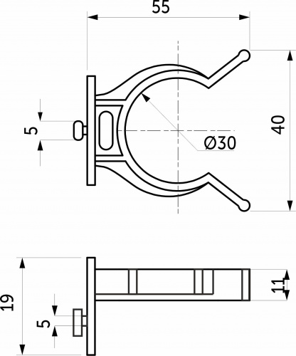 Крепление опоры кухонной пласт. (клипса под пластиковый цоколь AKS), черный_2