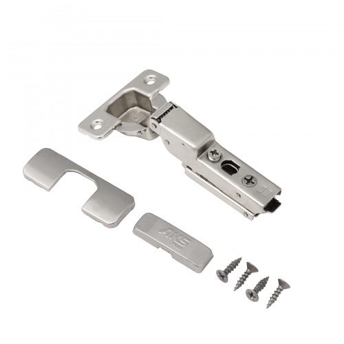 Петля внутренняя с доводчиком 45мм h0 clip-on AKS PLUS 3D узкая (саморезы, заглушки)_3