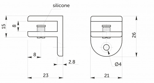 Полкодержатель для стекла мет. WZH-006 хром AKS_2