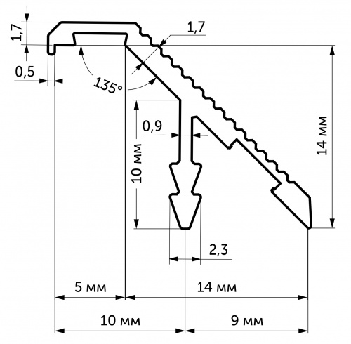 Ручка-профиль алюм. врезная KASKAD-18, 3м, матовое золото AKS_2