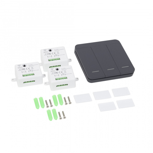 Выключатель беспроводной, с реле, 3 клавиши, графит, AKS_3