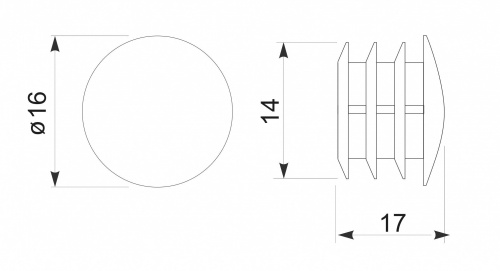 Заглушка трубы d16 (307А) полукруглая, хром AKS_2
