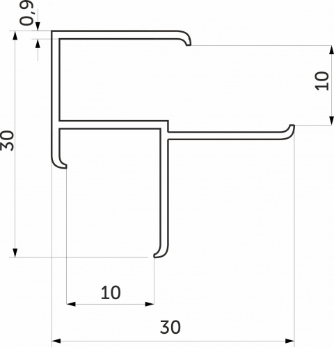Планка угловая 10 уголок матовая (L=0.6) AKS_2