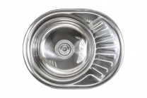 Мойка н/сталь, овальная одночашевая, 570*450мм, полированный хром, врезн на столешницу, AKS (0,8мм) фотография