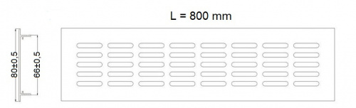 Решетка вентиляционная 800х80мм серебро алюминий AKS _2
