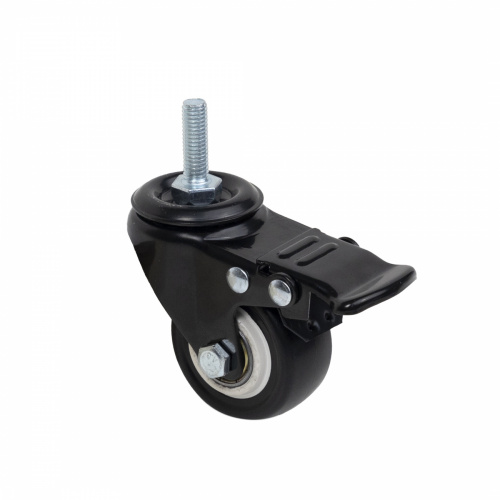 Колесо меб. DIAMOND d50 h72 с винтом М8 с торм., черный AKS_1