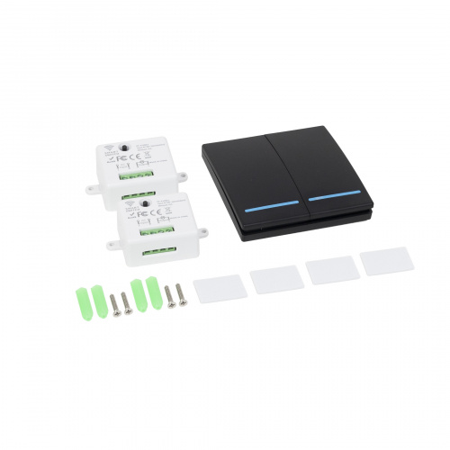 Выключатель беспроводной, с реле, 2 клавиши, черный, AKS_3