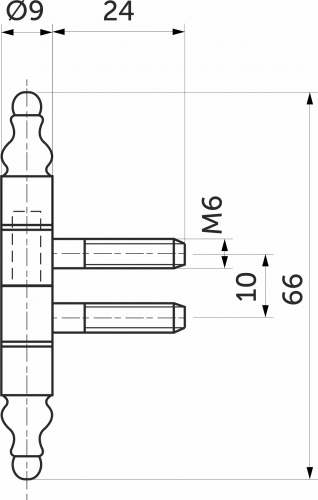 Петля карточная/штыревая 50*9*66мм золото LEBA_2