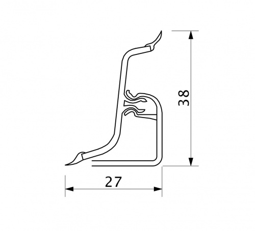 Плинтус алюминевый к столешнику 127 алюминий REHAU (1шт=5м.п.)_2