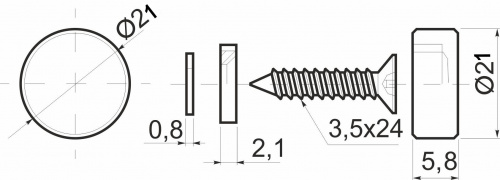 Крепление зеркала мет. AJ04АL 22мм хром (1 компл. = 4 шт.) AKS_2