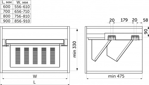 Выдвижная полка для обуви 600 BRUNO, графит PRIME by AKS_2