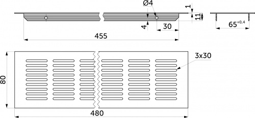 Решетка вентиляционная 480х80мм белая алюминий AKS_2