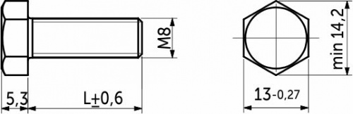 Болт с шестигранной головкой М8*80 полн. резьба, цинк (1кг=32шт)_2