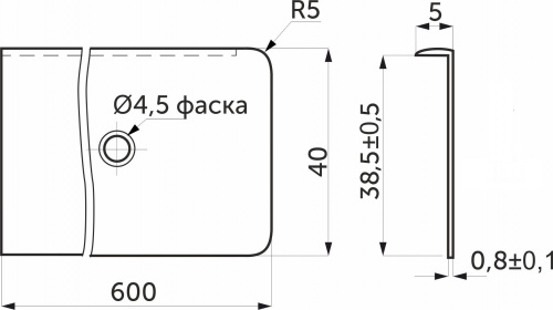 Планка торцевая к столешнице 38 Egger правая алюминий_2