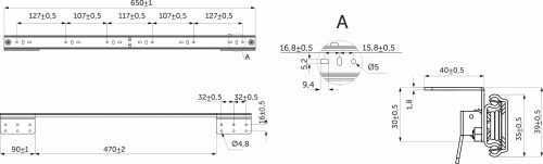 Механизм для раздвижных столов внутренний синхронный со стопором L-650 мм AKS_2