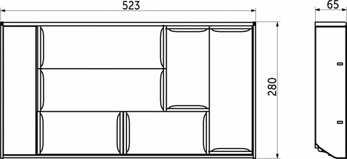 Вкладыш 30/550 шуфлядный металлический Organizer нержавеющая сталь (523*280*65) AKS_2